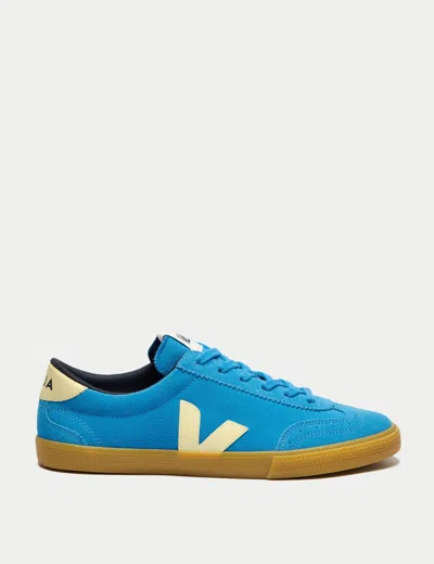 Veja 'volley' Blue Sneaker With Side Logo And Lettering Logo On The Heel