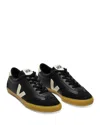 Veja Volley Black Sneakers With Side Logo And Lettering Logo On The Heel In Organic Cotton Unisex In Black