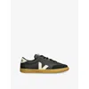 Veja Volley Black Sneaker With Side Logo And Lettering Logo On The Heel In Organic Cotton Unisex In Black/comb