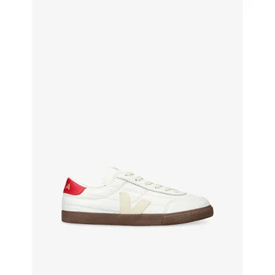 VEJA WOMENS RED COMB PANENKA LEATHER LOW-TOP TRAINERS EUR 42/ 9 UK