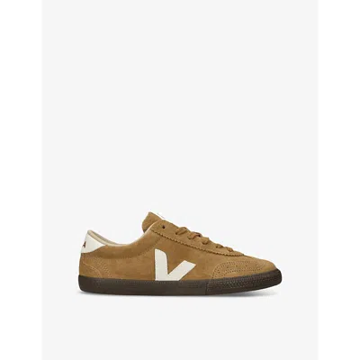 VEJA WOMENS MID BROWN VOLLEY SUEDE LOW-TOP TRAINERS EUR 37 / 4 UK
