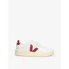 Veja Sneakers V-10 In White And Marsala Leather In White/red