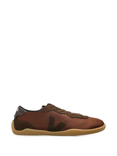 Veja X Baserange Leather-trim Sneakers In Brown