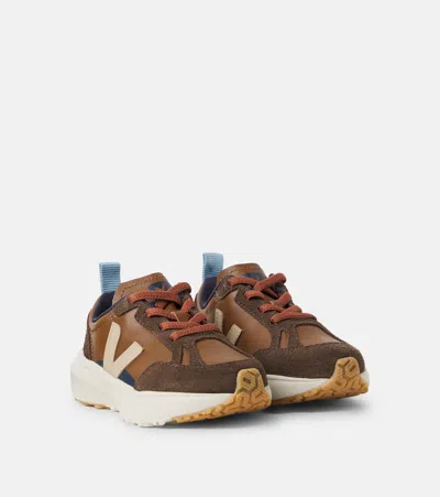 Veja Kids' X Bonpoint Canary皮革运动鞋 In Brown_almond
