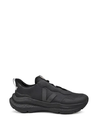 Veja X Cfcl Logo-patch Leather Sneakers In Black