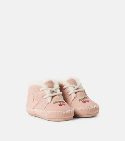 Veja X Konges Sløjd Baby Suede Booties In Pink