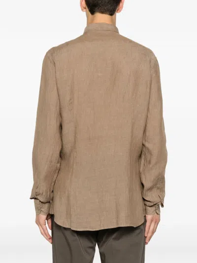 Vela Shop Button-up Long-sleeve Shirt In Brown