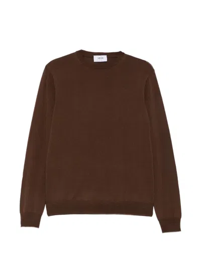 Vela Shop Crew-neck Ribbed-trim Sweater In Brown