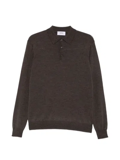 Vela Shop Long-sleeve Knitted Polo Shirt In Brown