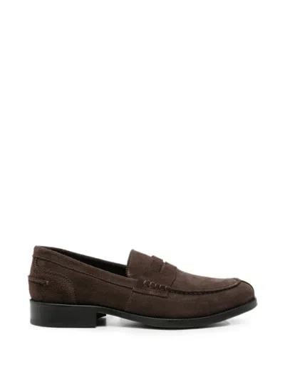 Vela Shop Suede Penny-slot Loafers In Brown