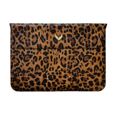 Velante Black / Yellow / Orange Goat Leather Macbook Laptop Cover - Gold In Black/yellow/orange
