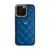 Velante Blue Calf Leather Phone Case, Kanda Texture, Silver, Reef In Blue
