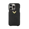 Velante Calf Leather Full Phone Case, Alligator Texture, Gold - Mystery Black In Black