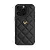 Velante Calf Leather Phone Case, Kanda Texture, Gold, Black In Black