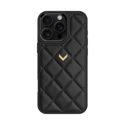 Velante Calf Leather Phone Case, Kanda Texture, Gold, Black