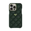 Velante Calf Leather Phone Case, Kanda Texture, Gold, British Green In Green