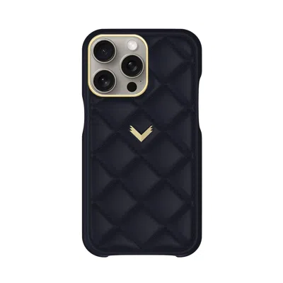 Velante Calf Leather Phone Case, Kanda Texture, Gold, Night Blue