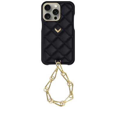 Velante Calf Leather Phone Case, Kanda Texture, Lock Edition, Gold, Night Blue
