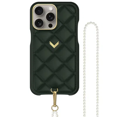 Velante Calf Leather Phone Case, Kanda Texture, Purity Edition, Gold, British Green