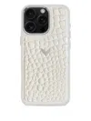 Velante Crocodile-texture Iphone 16 Pro Case In White