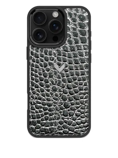 Velante Crocodile-texture Iphone 16 Pro Phone Case In Black