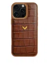 Velante Crocodile-texture Iphone 16 Pro Phone Case In Brown