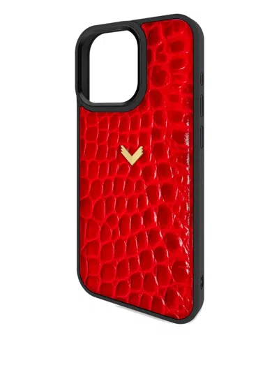 Velante Crocodile-texture Iphone 16 Pro Phone Case In Red