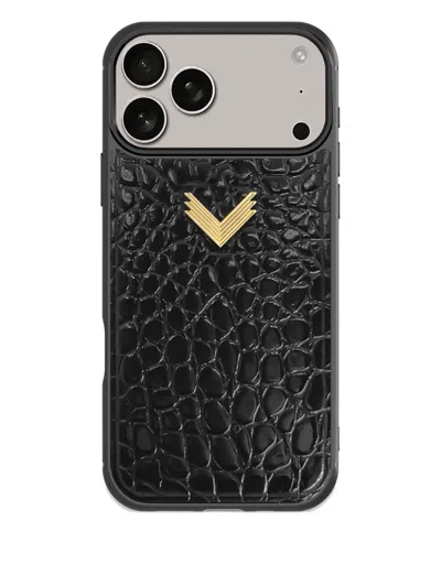 Velante Crocodile-texture Iphone 17 Pro Phone Case In Black