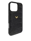 Velante Crocodile-texture Leather Iphone 16 Pro Max Phone Case In Black