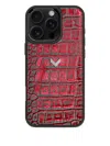 Velante Crocodile-texture Leather Iphone 16 Pro Max Phone Case In Red