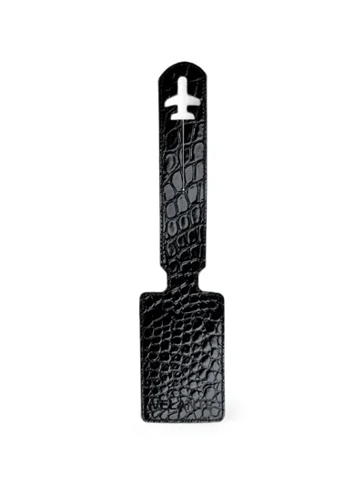 Velante Crocodile-effect Luggage Tag In Black