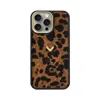 Velante Goat Leather Phone Case, Panthere Texture, Gold In Black/yellow