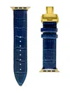Velante Leather Apple Watch Strap In Blue