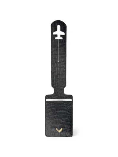Velante Leather Luggage Tag In Black