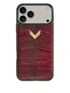 Velante Leather-textured Gold-embellished Iphone 17 Pro Phone Case In Brown