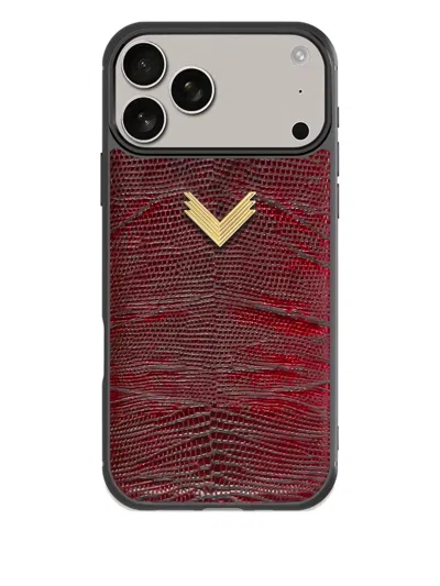 Velante Leather-textured Gold-embellished Iphone 17 Pro Phone Case In Brown