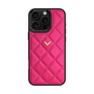Velante Pink / Purple Calf Leather Phone Case, Kanda Texture, Gold, Fuchsia In Pink/purple