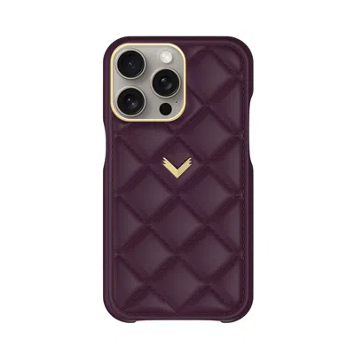 Velante Pink / Purple Calf Leather Phone Case, Kanda Texture, Gold, Royal Purple In Pink/purple