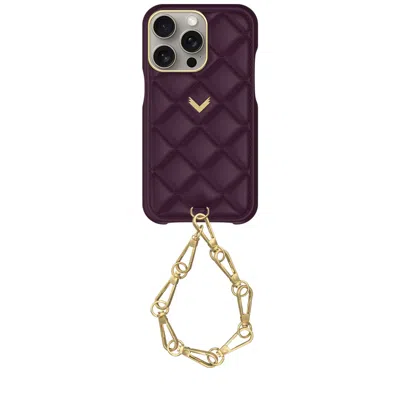 Velante Pink / Purple Calf Leather Phone Case, Kanda Texture, Lock Edition, Gold, Royal Purple In Pink/purple
