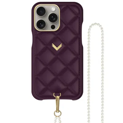 Velante Pink / Purple Calf Leather Phone Case, Kanda Texture, Purity Edition, Gold, Royal Purple In Pink/purple