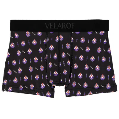 Velarof Men's Black Damask Power Boxer Brief