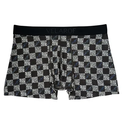 Velarof Men's Black Digitalise Ichimatsu Boxer Brief