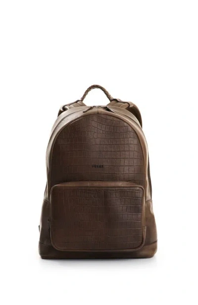 Velez Astra Embossed Leather Backpack In Brown
