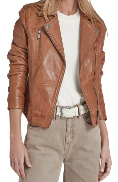 Velez Biker Nature Leather Jacket With Fitted Silhouette In Brown