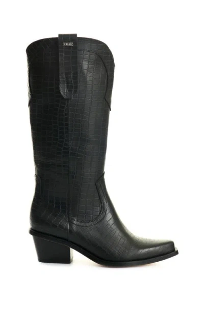 Velez Embossed Leather Boots In Black