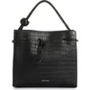 Velez Embossed Leather Bowling Bag In Black