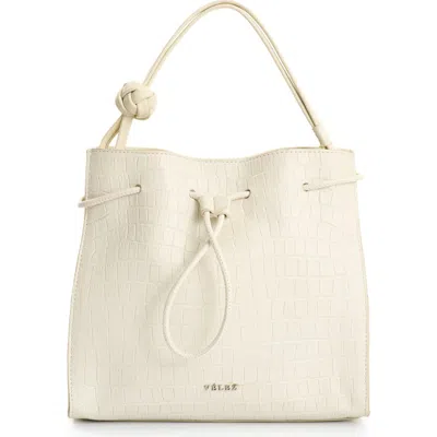 Velez Embossed Leather Bowling Bag In White