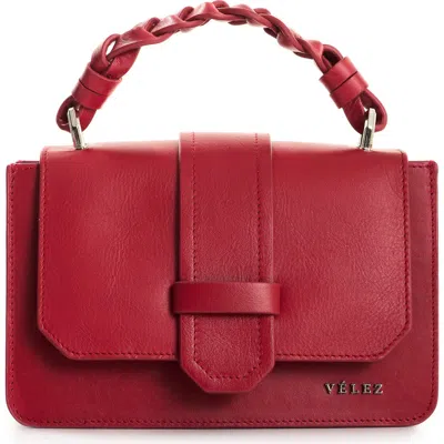 Velez Garniel Hands-free Leather Bag With Woven Handle In Red