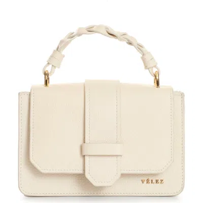 Velez Garniel Hands-free Leather Bag With Woven Handle In White