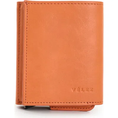 Velez Garry Tech Leather Card Holder In Orange